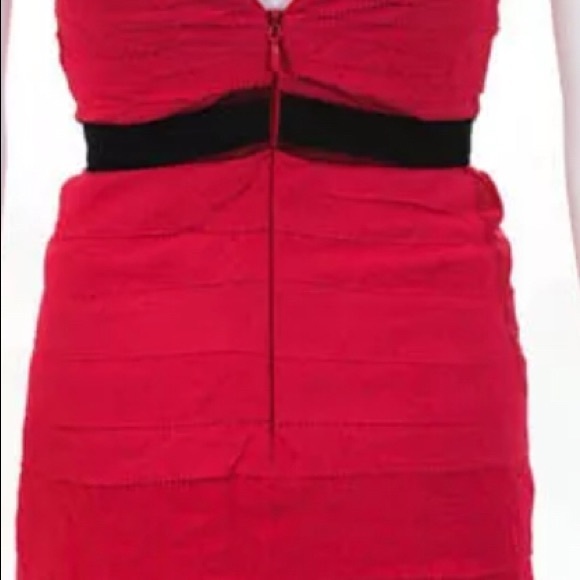 BCBG Max Azria red ruffled one solder dress - Picture 6 of 7
